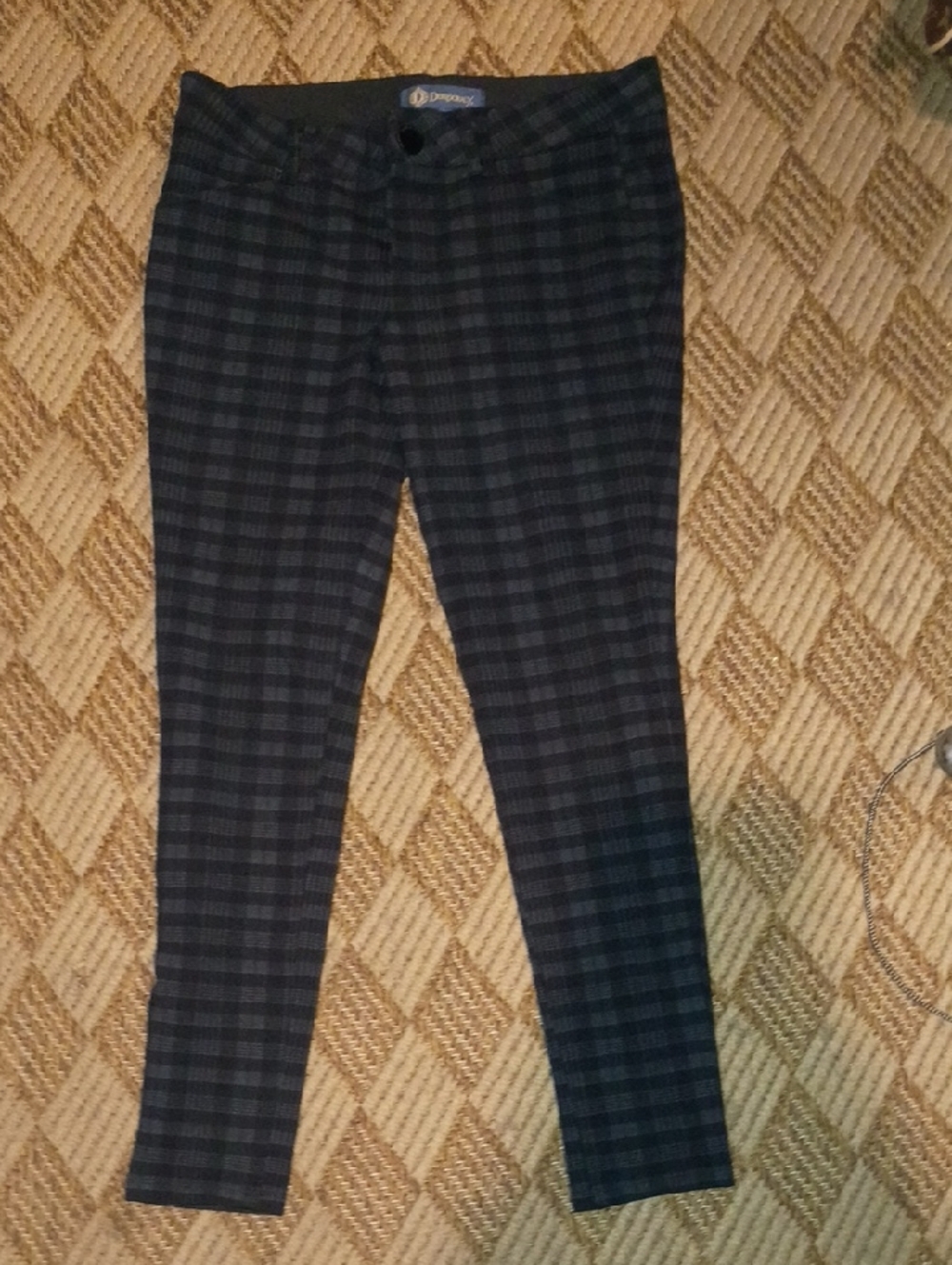 Democracy Black and Dark Green Plaid Skinny Pants